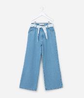 Calça Wide Leg Infantil com Cinto Faixa - Tam  5 a 14 Anos - 1