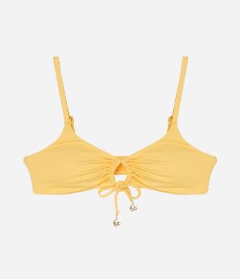 Biquíni Top Camisetinha em Microfibra com Amarração Frontal e Ponteira de Cereja