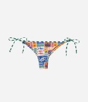 Biquíni Calcinha Lacinho em Microfibra com Estampa Tropical e Listras - 1
