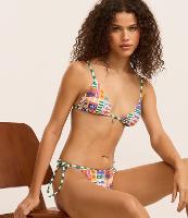 Biquíni Calcinha Lacinho em Microfibra com Estampa Tropical e Listras - 2