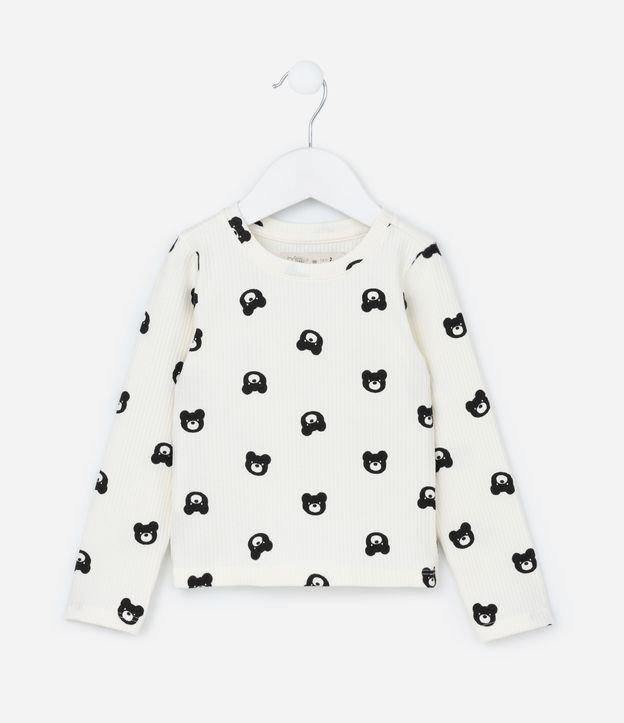 Blusa Infantil Canelada com Estampa Urso - Tam 1 a 6  Anos - 1