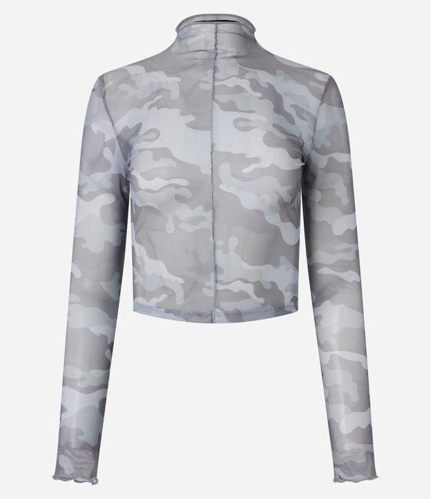 Blusa em Tule Camuflado com Golinha Alta - 1