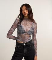 Blusa em Tule Camuflado com Golinha Alta - 2