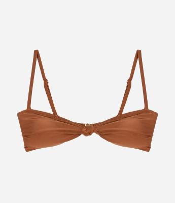 Biquíni Top Bandeau em Microfibra Metalizada com Nó Frontal