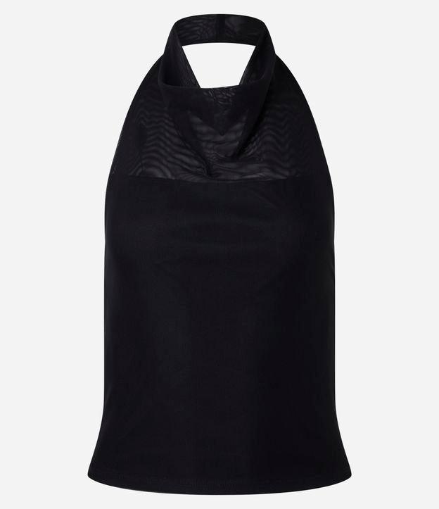 Blusa em Tule Frente Única com Decote Degagê - 1