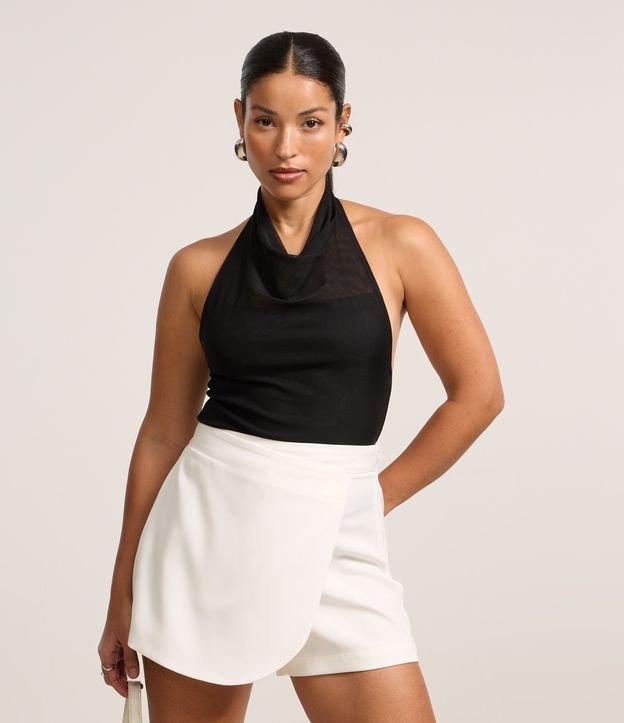 Blusa em Tule Frente Única com Decote Degagê - 2