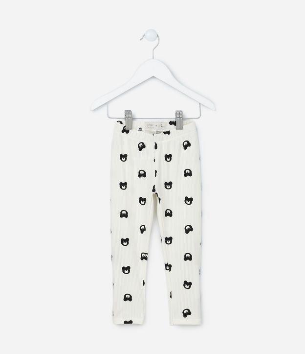 Calça Legging Canelada com Estampa Ursinho - Tam 1 a 6 Anos - 1