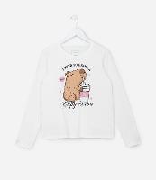 Camiseta Infantil com Estampa Capivara Capyccino - Tam 5 a 14 Anos - 1