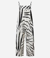 Macacão Midi em Crepe com Estampa Animal Print Zebra e Decote Quadrado - 1