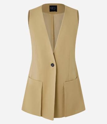 Colete Alongado em Sarja com Bolsos Fole