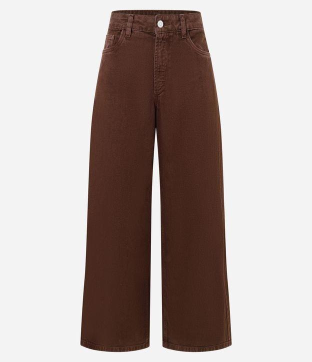 Calça Loose Cintura Baixa em Sarja com Bolsos - 1