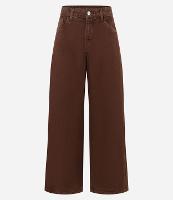 Calça Loose Cintura Baixa em Sarja com Bolsos - 1