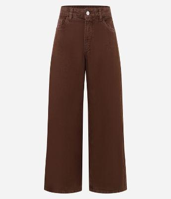 Calça Loose em Sarja com Bolsos