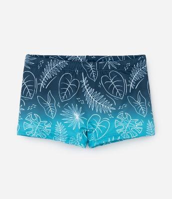 Sunga Infantil com Estampa Degradê Folhagens - Tam 5 a 14 Anos