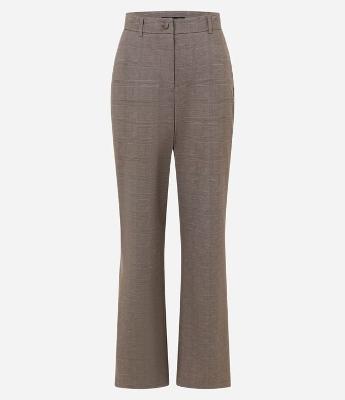 Calça Reta em Ponto Roma Xadrez com Cintura Baixa