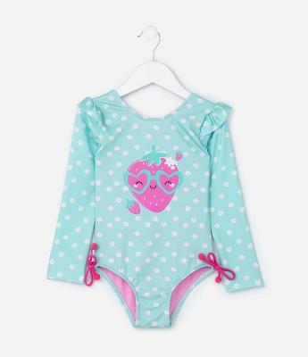 Maiô Infantil com Proteção UV  e Lacinhos Laterais - Tam 1 a 4 Anos