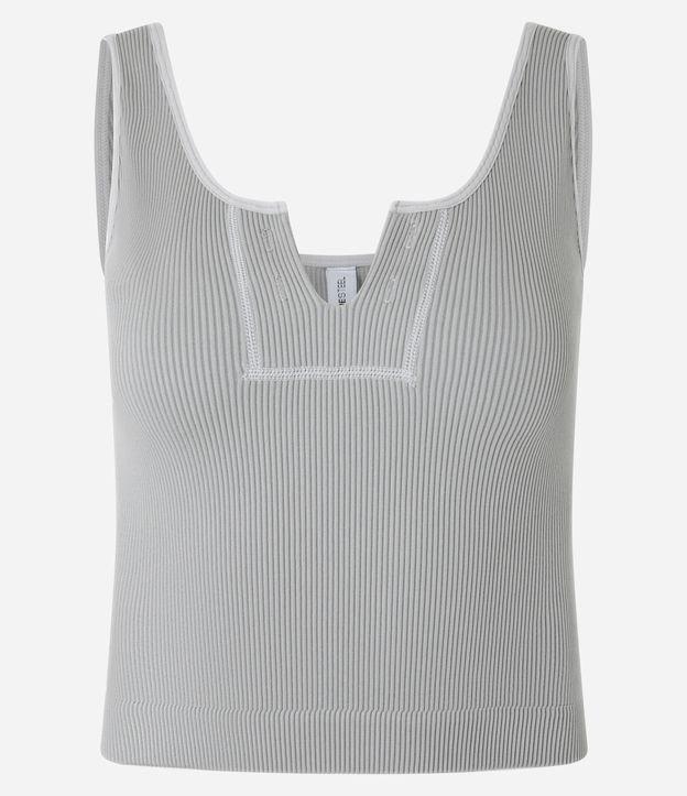 Blusa Seamless com Recorte V e Detalhes Contrastantes - 1