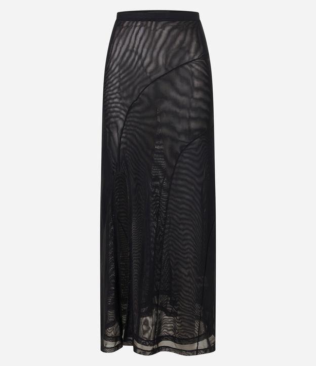 Saia Reta Longa em Tule com Recorte e Fenda - 1