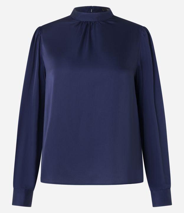 Blusa Acetinado com Gola Alta e Punho Ajustado - 1