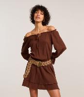 Vestido Curto em Crepe com Babados - 1