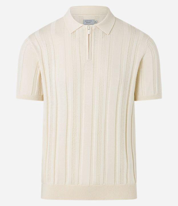 Camisa Gola Polo com Zíper em Algodão Texturizada - 1