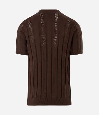 Camisa Polo Texturizada em Algodão com Zíper