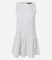 Vestido Evasê Curto Listrado em Crepe com Amarração - 1