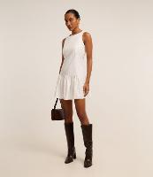 Vestido Evasê Curto Listrado em Crepe com Amarração - 2