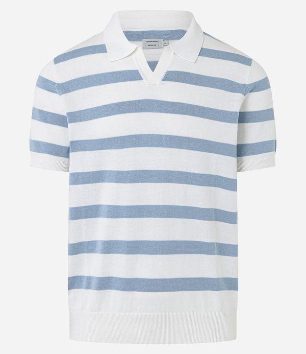 Camisa Regular com Gola Polo Listrada - 1