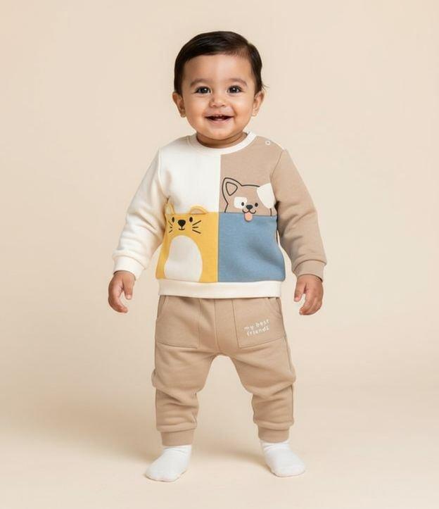 Conjunto Infantil com Recortes e Cara de Bichinhos - Tam 0 a 18 meses - 2