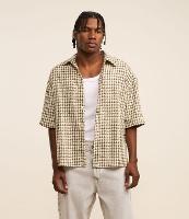 Camisa Oversized em Tweed com Estampa Xadrez - 1