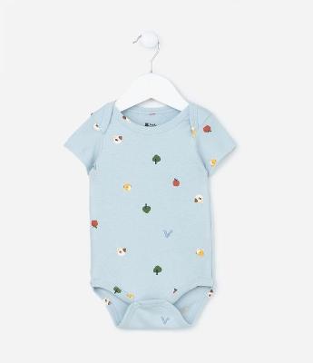 Body Infantil em Algodão com Mini Ícones - Tam RN a 18 meses