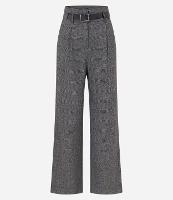 Calça Reta em Alfaiataria Xadrez com Cós Alto e Meio Cinto - 1