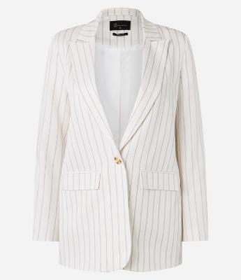 Blazer Oversized Alfaiatado com Lapelas e Listras