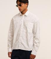 Camisa Boxy em Tricoline com Estampa de Listras e Bolso - 2