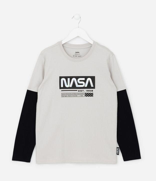 Camiseta Infantil com Estampa Relevo Holográfico NASA - Tam 5 a 14 Anos - 1