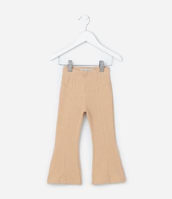 Calça Flare Infantil em Ribana com Recortes - Tam 1 a 6 Anos