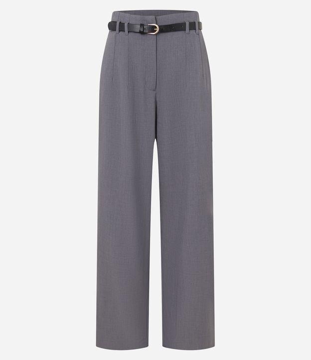 Calça Wide Leg Alfaiatada Cintura Alta com Cinto Fino de PU - 1