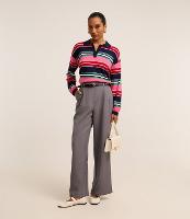 Calça Wide Leg Alfaiatada Cintura Alta com Cinto Fino de PU - 2