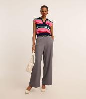 Calça Wide Leg Alfaiatada Cintura Alta com Cinto Fino de PU - 3