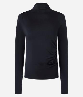 Blusa com Gola Alta e Franzidos Frontais