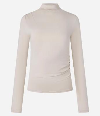 Blusa com Gola Alta e Franzidos Frontais