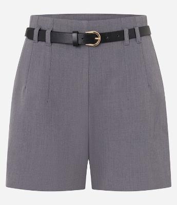 Short Alfaiatado Cintura Alta com Cinto Fino de PU