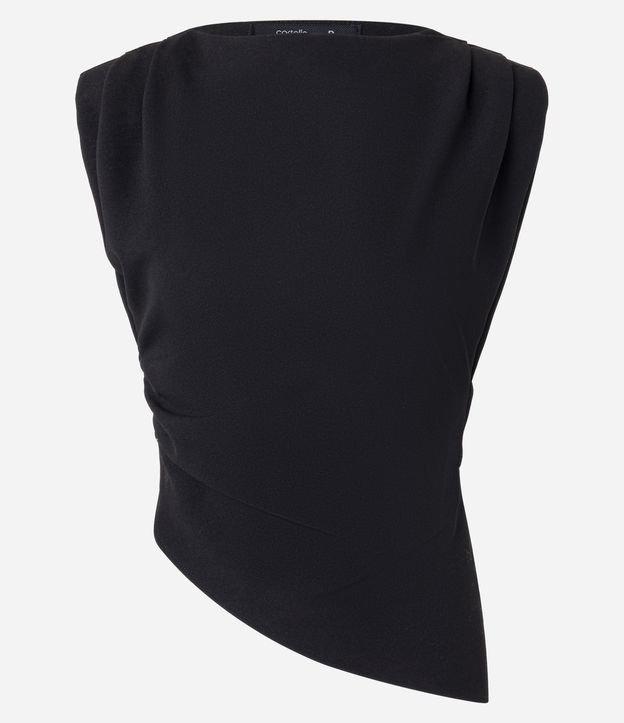 Blusa em Crepe com Pregas no Ombro e Ombreiras - 1