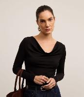 Blusa com Decote Degagê e Manga Longa - 2