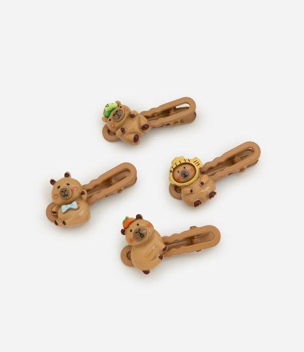 Kit 04 Presilha de Cabelo Infantil Capivaras - Tam Único - 1