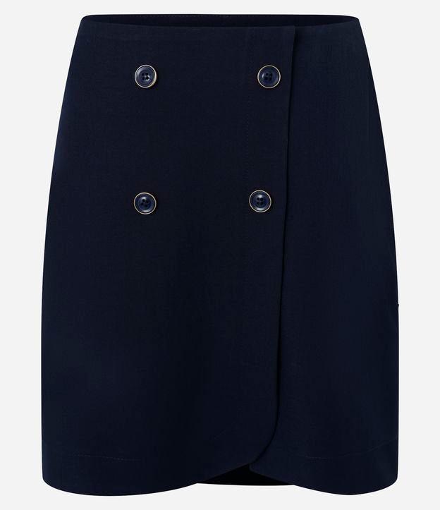 Saia Reta Curta Alfaiatada com Transpasse e Botões - 1