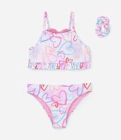 Biquíni Infantil com Proteção UV e Bordado Coração -  Tam 5 a 14 Anos - 1