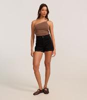Short Hot Pants em Sarja com Barra Dobrada - 1