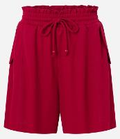 Short Reto Cintura Alta com Elástico Amarração e Bolso com Lapelas - 1